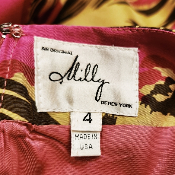 Milly 100% Silk Sleeveless Pink Gold Maxi Dress Gown Size 4 Prom Wedding Party - Picture 2 of 7